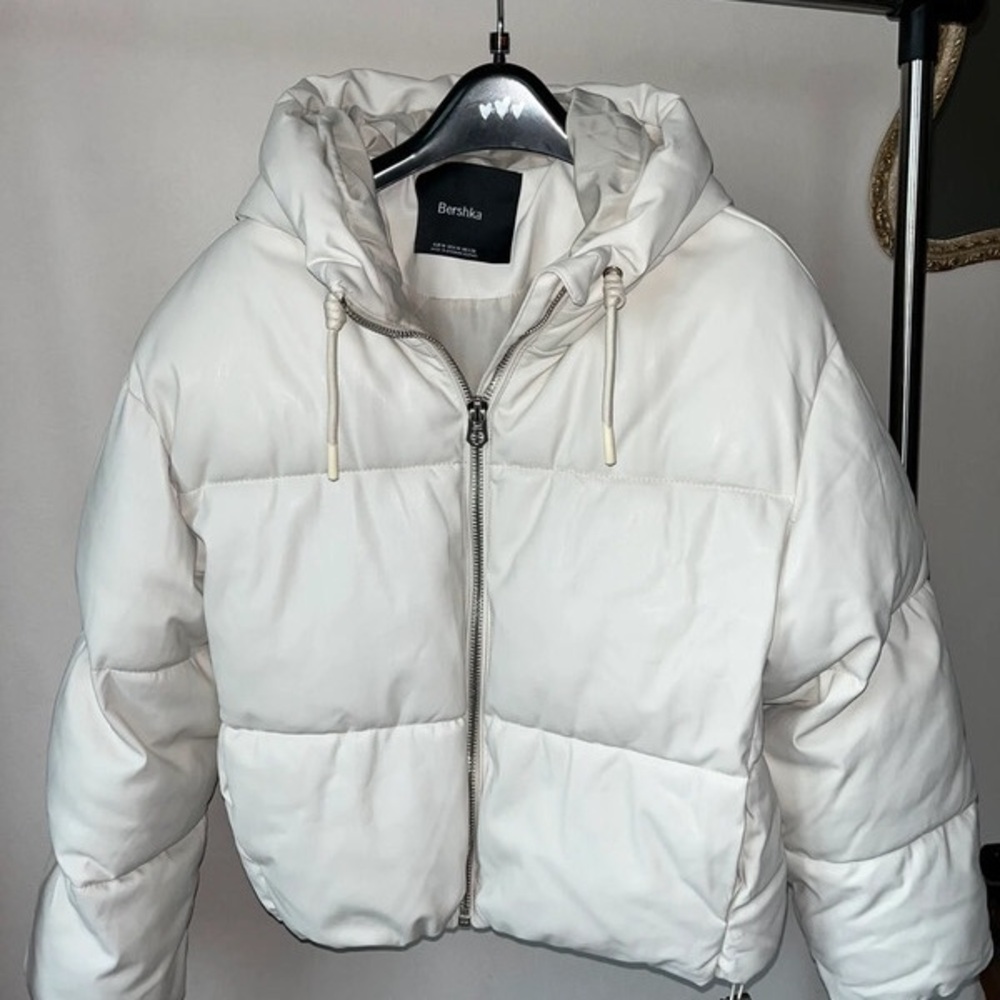 Bershka Cream Hooded Puffer Jacket